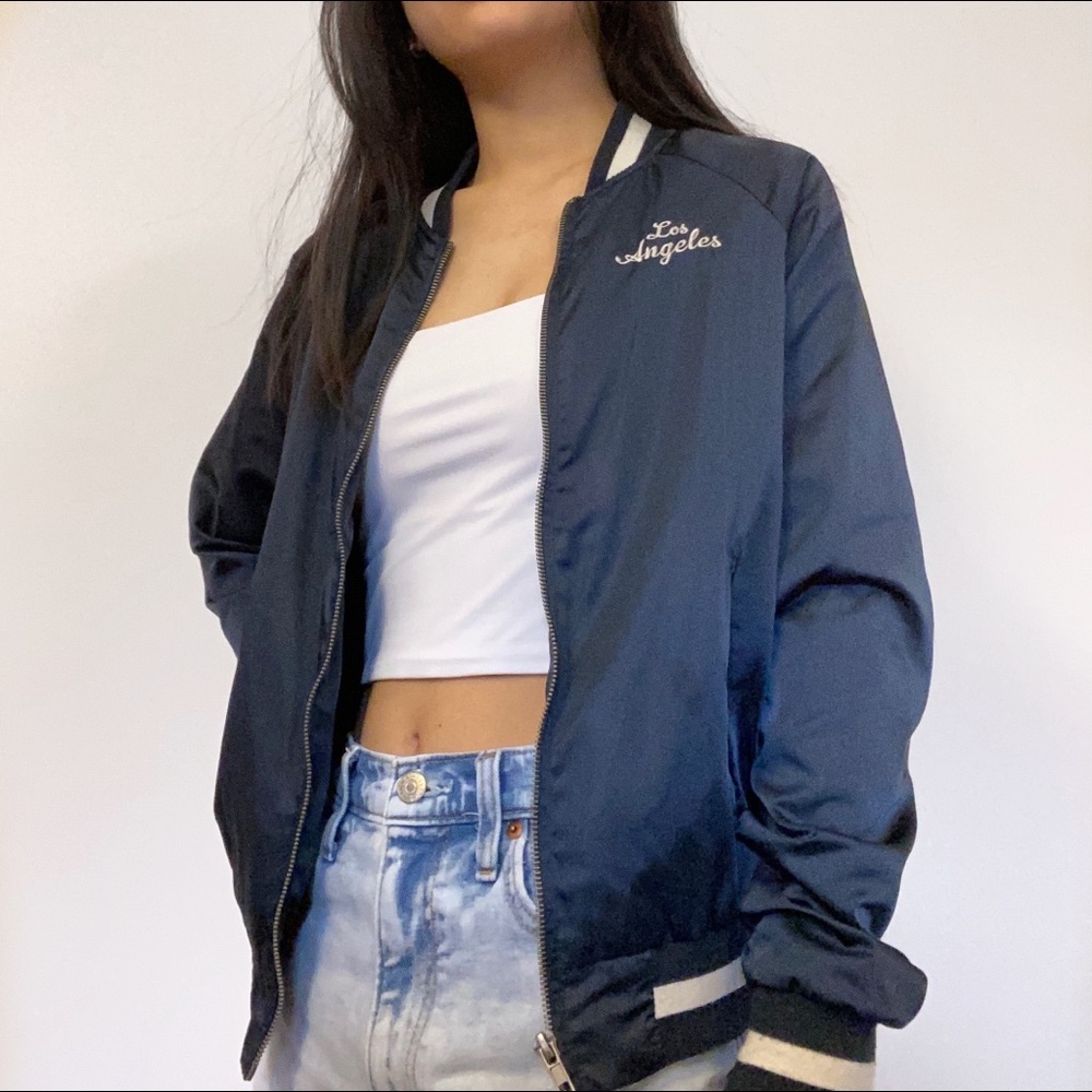 Navy blue bomber jacket